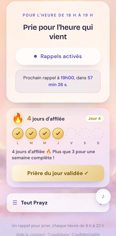 Un rappel chaque heure + ta série